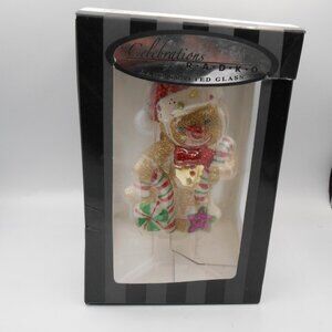 RADKO CELBRATIONS HAND CRAFTED CLASS GINGERBREAD MAN & CANDY CANE 2014 ORNAMENT